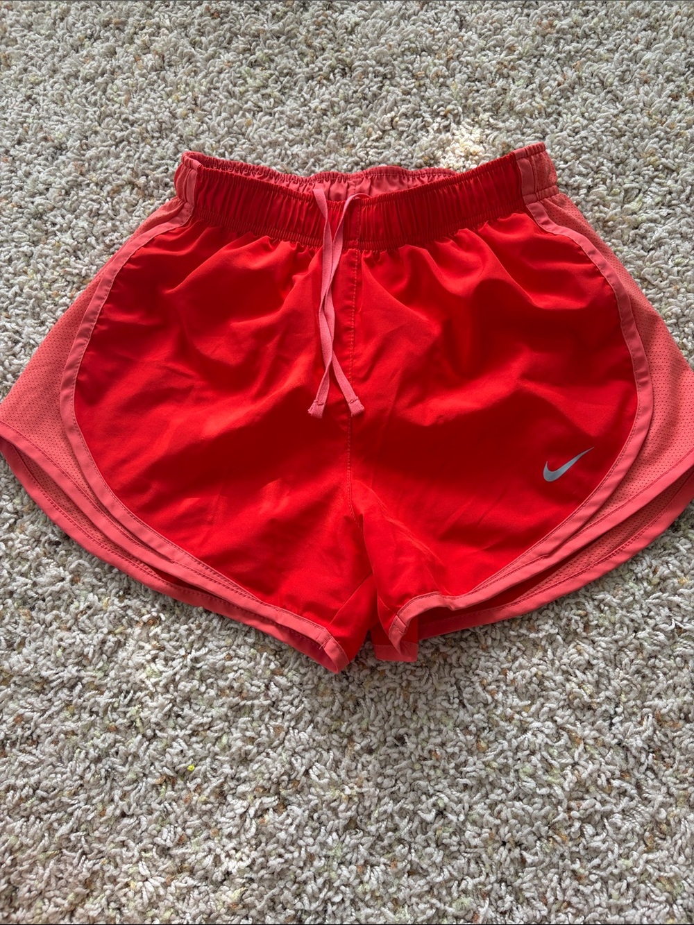 Nike Women's Red Athletic Shorts with Coral Trim